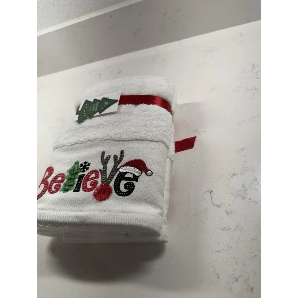 Balsam & Fir BELIEVE Christmas Towel Santa Tree Holiday Bathroom Kitchen NEW - Picture 7 of 7